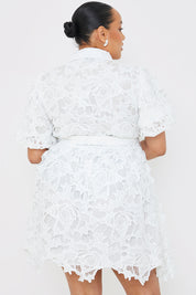 Lace Puff Sleeve Shirt Dress