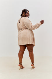 Plisse Belted Mini Dress