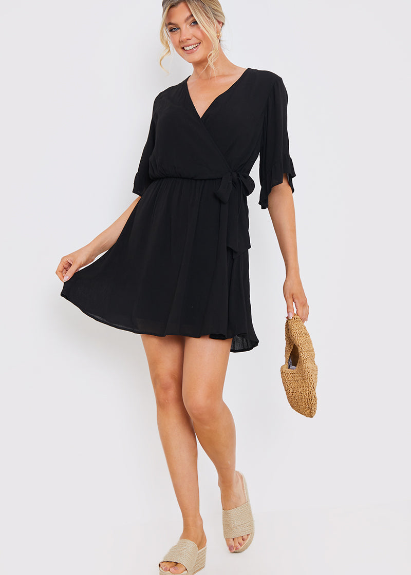 Curve Tie Detail Wrap Mini Dress
