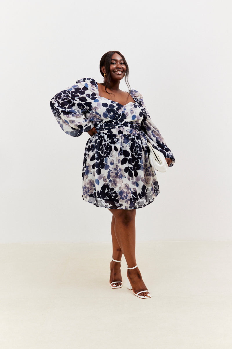 Floral Wrap Sweetheart Mini Dress
