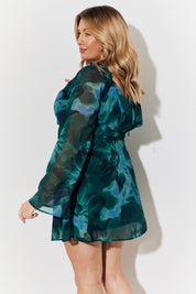 Sequin Draped Boat Neck Mini Dress