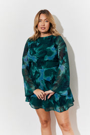 Sequin Draped Boat Neck Mini Dress