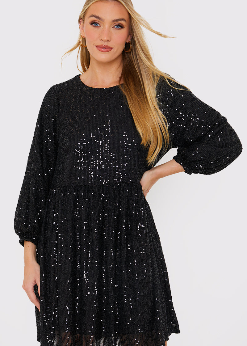 Sequin Smock Mini Dress