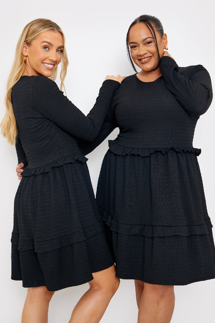 Textured Jersey Frill Detail Smock Dress