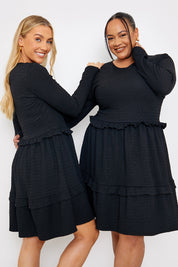 Textured Jersey Frill Detail Smock Dress