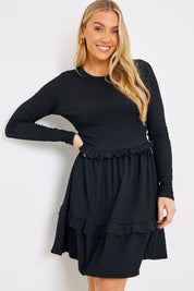 Textured Jersey Frill Detail Smock Dress