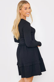 Textured Jersey Frill Detail Smock Dress