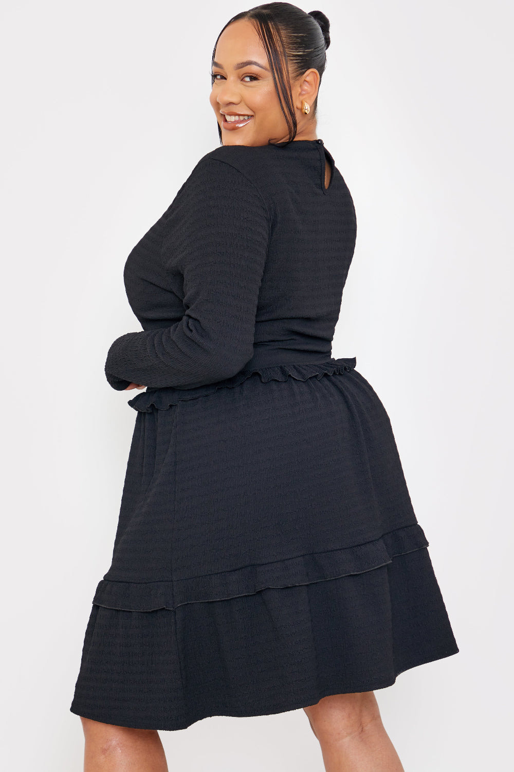 Textured Jersey Frill Detail Smock Dress