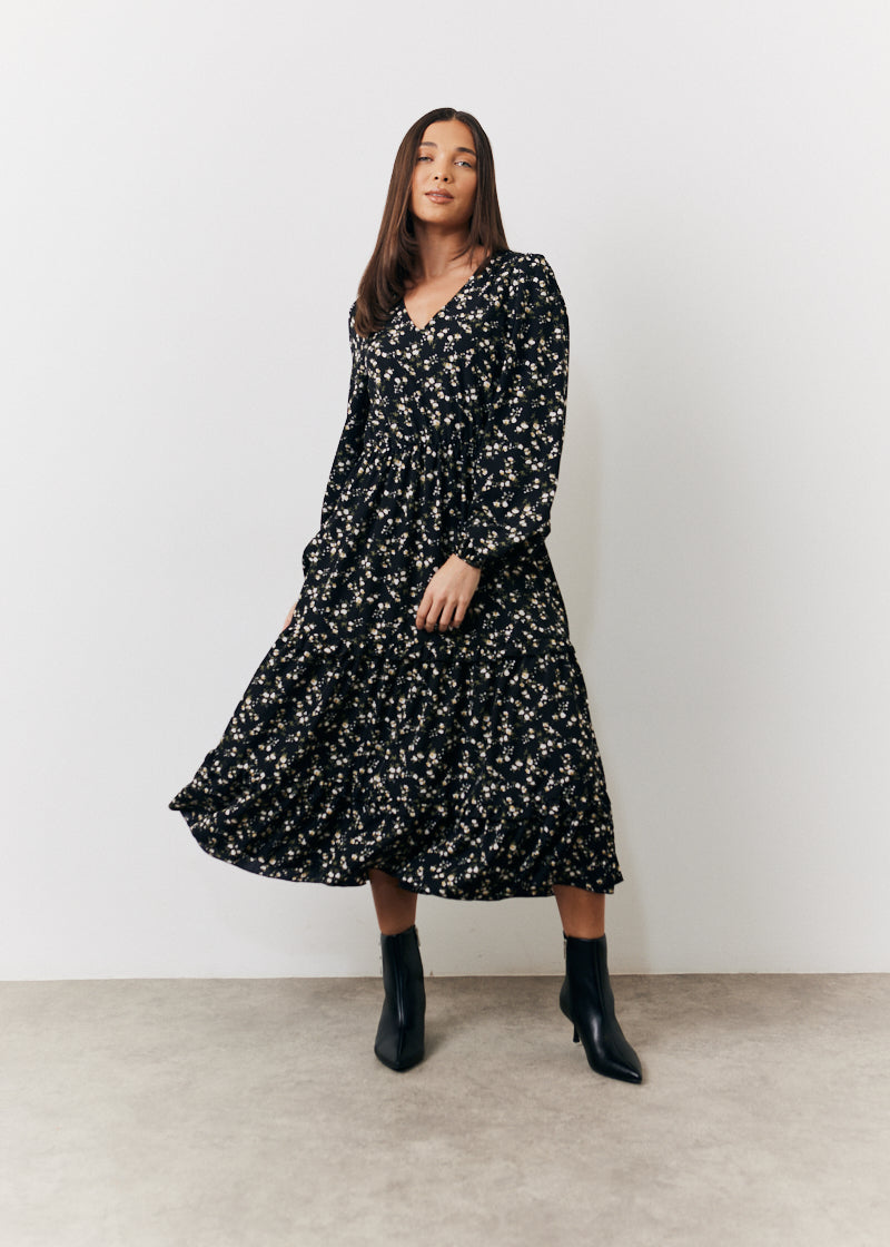 Ditsy Wrap Midi Dress