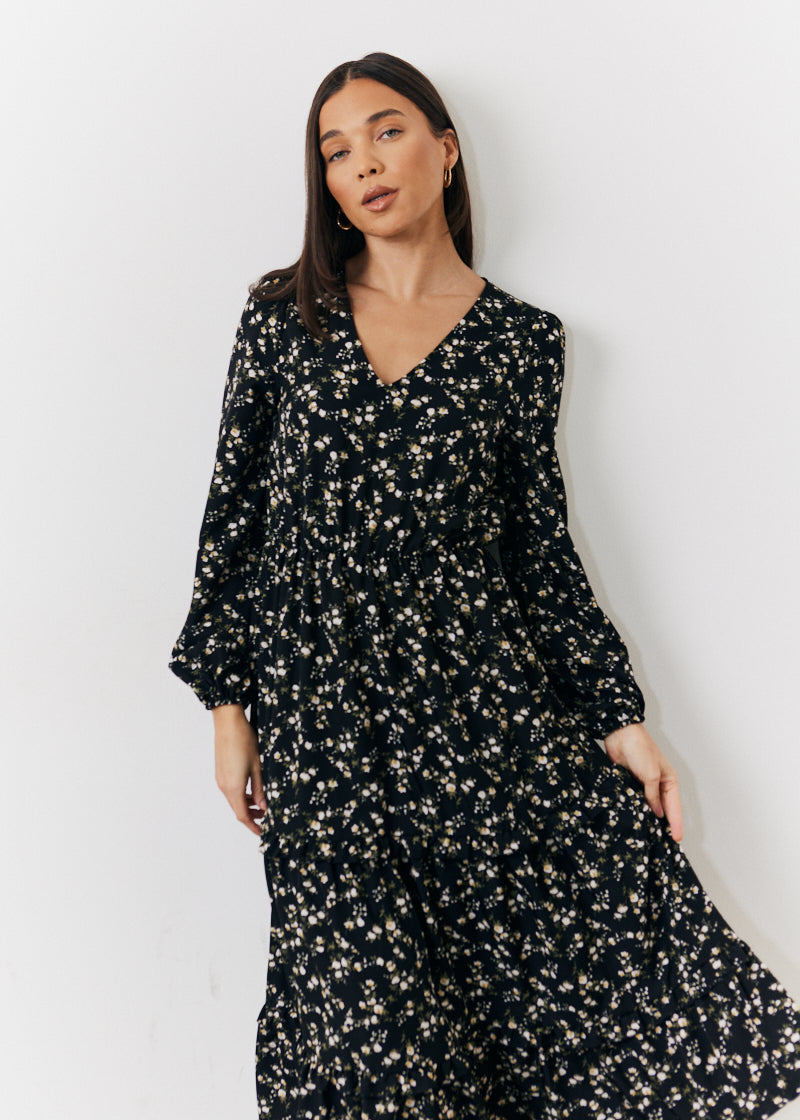 Ditsy Wrap Midi Dress