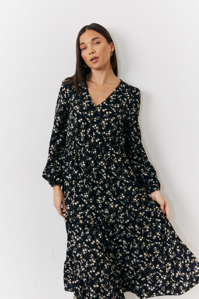 Ditsy Wrap Midi Dress