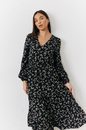 Ditsy Wrap Midi Dress