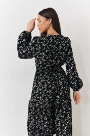Ditsy Wrap Midi Dress