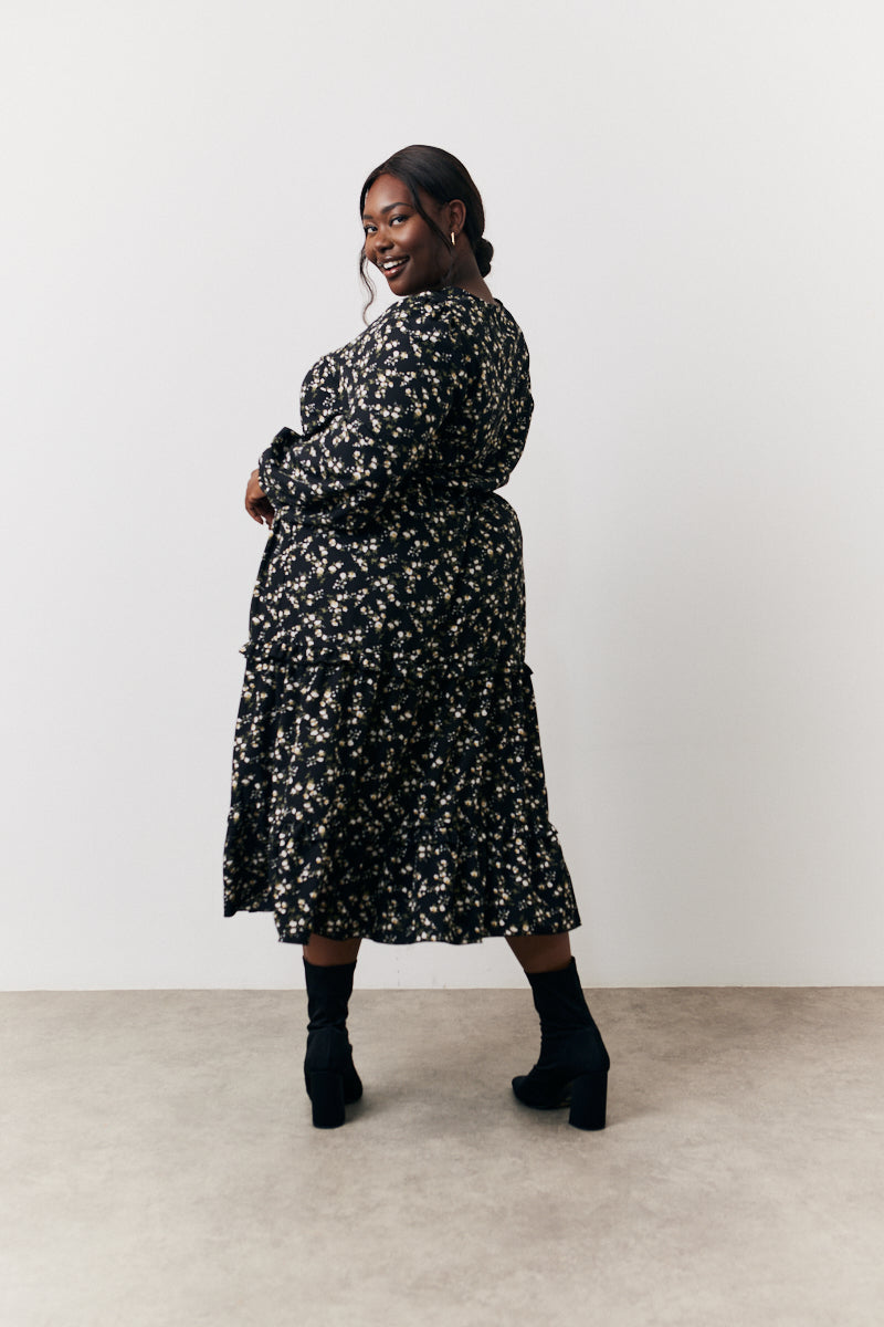 Ditsy Wrap Midi Dress