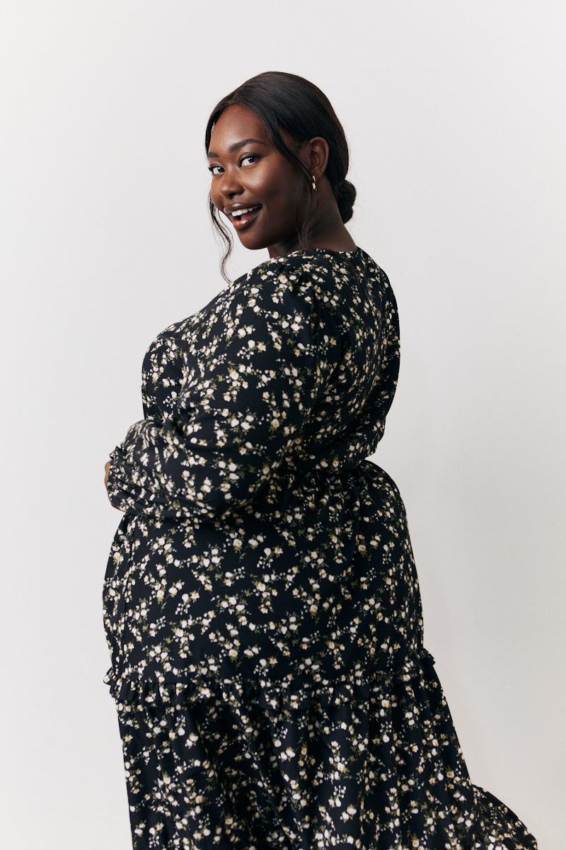 Ditsy Wrap Midi Dress