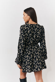 Ditsy Twist Detail Mini Smock Dress