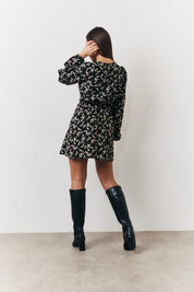 Ditsy Twist Detail Mini Smock Dress