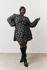 Ditsy Twist Detail Mini Smock Dress