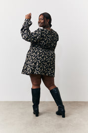 Ditsy Twist Detail Mini Smock Dress