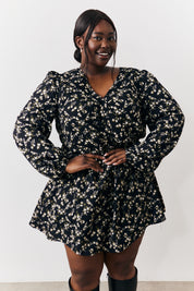 Ditsy Twist Detail Mini Smock Dress