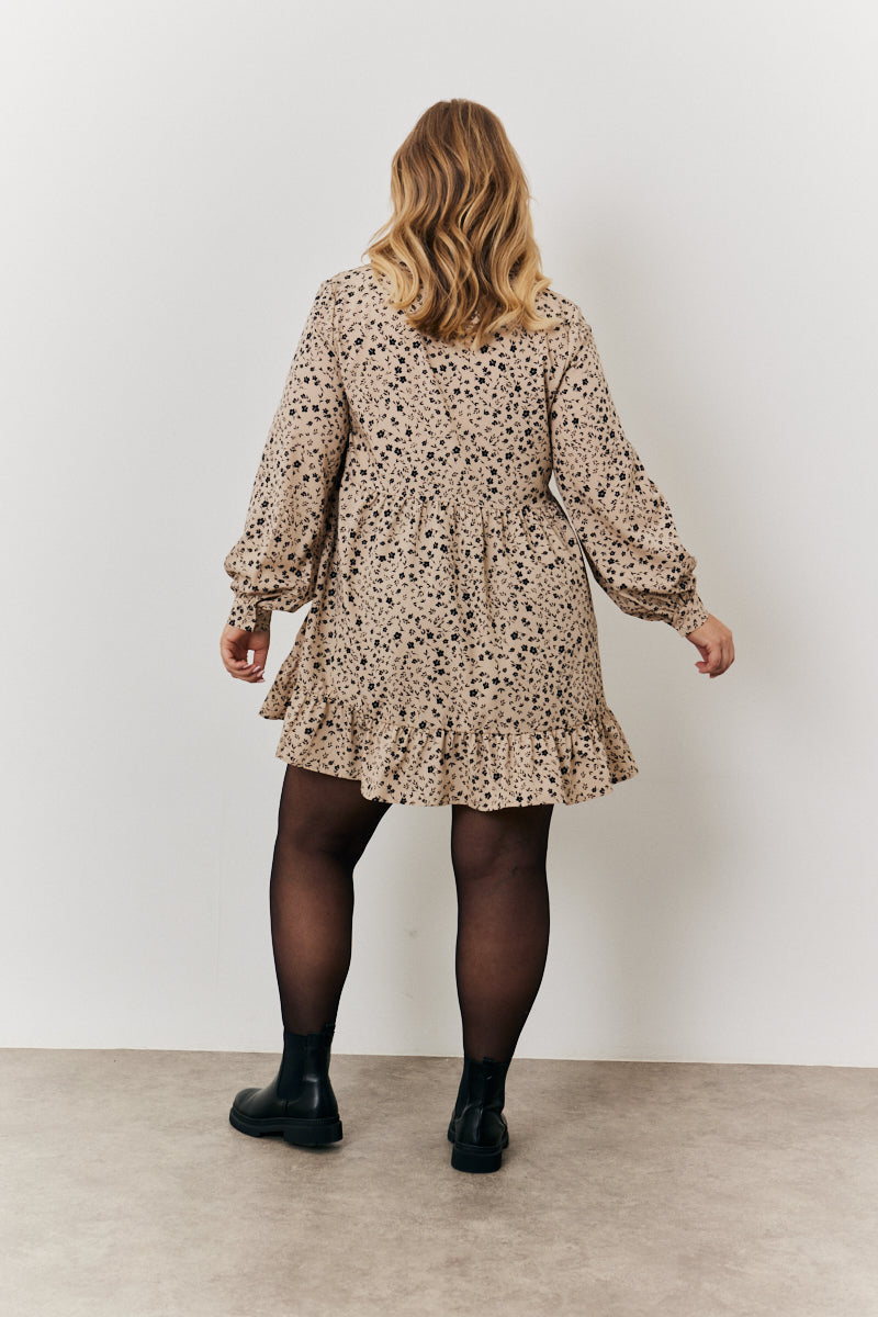 Printed Collared Button up Smock Mini Dress