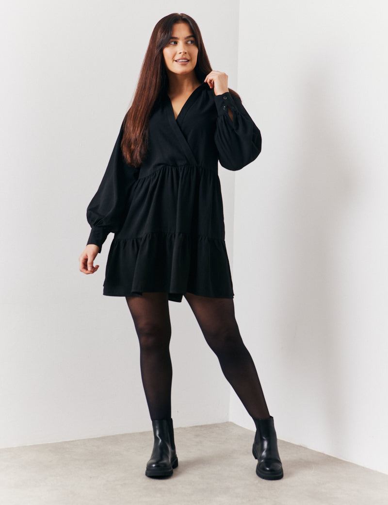 Wrap Front Smock Dress