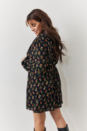 Rose Print High Neck Dress
