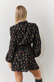 Rose Print High Neck Dress