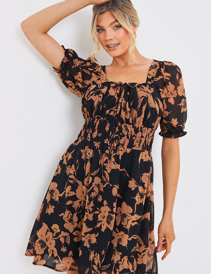 Floral Milkmaid Mini Dress