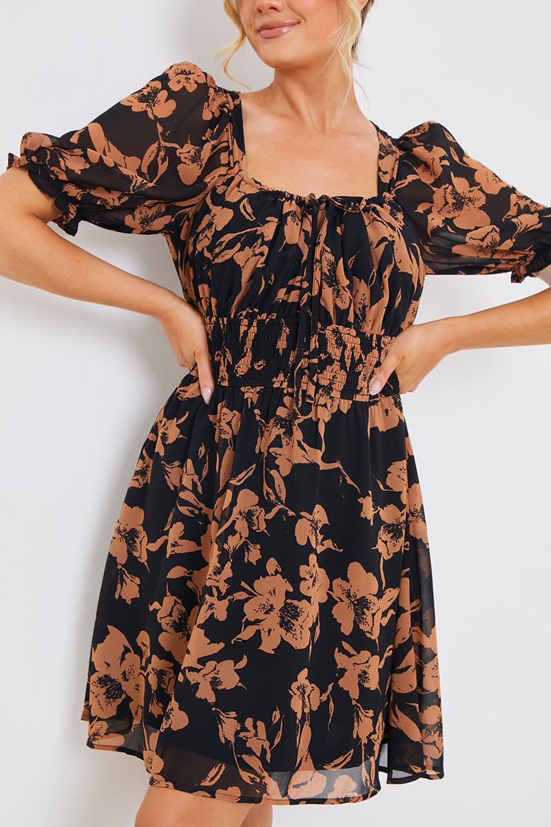Floral Milkmaid Mini Dress