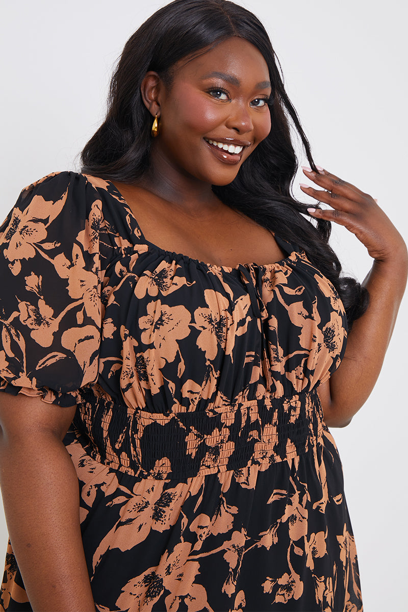 Floral Milkmaid Mini Dress