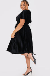 Velour Pleated Midi Dress