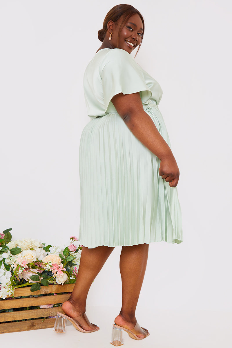 Angel Sleeve Pleated Wrap Midi Dress – InTheStyle