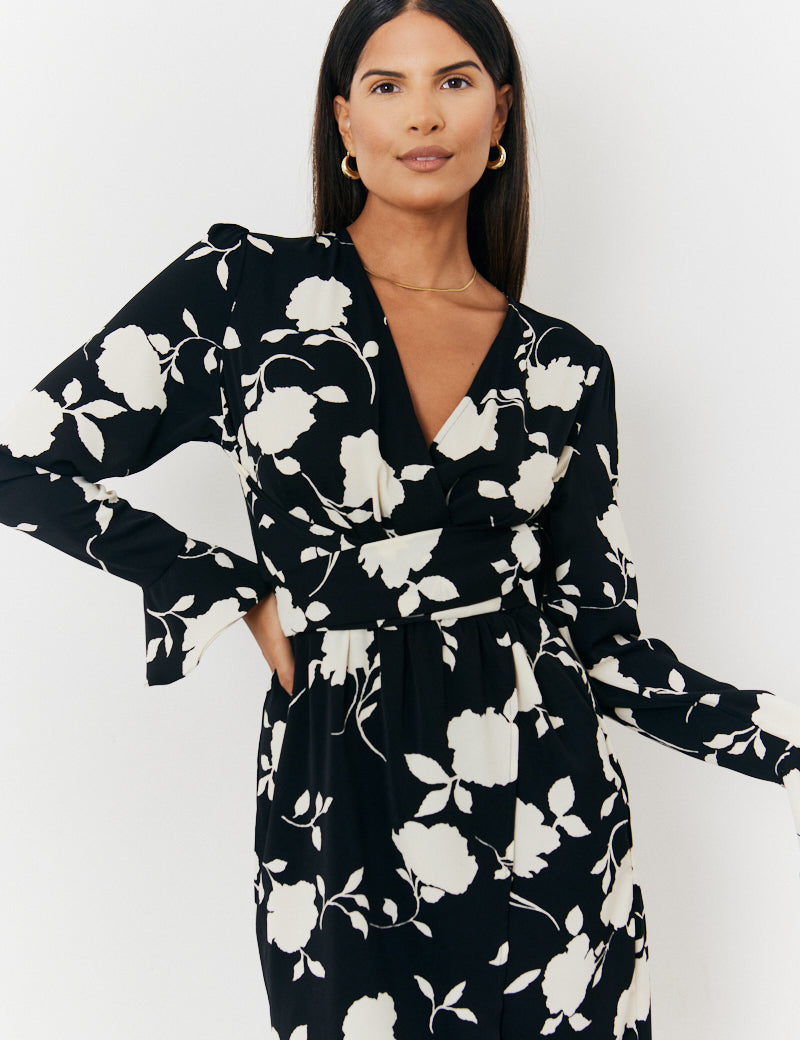 Tie Wrap Detail Midi Dress