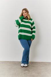 Stripe Contrast Stitch Knit Jumper