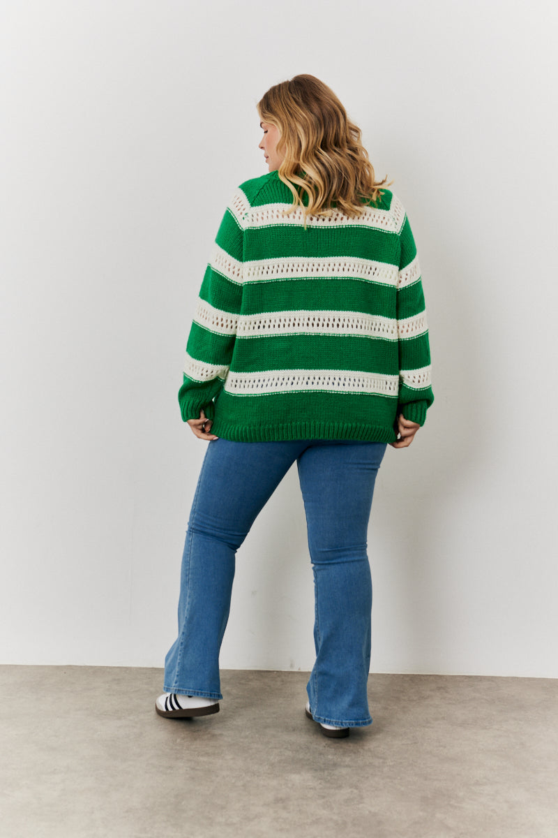 Stripe Contrast Stitch Knit Jumper