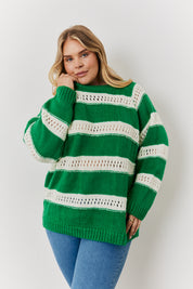 Stripe Contrast Stitch Knit Jumper