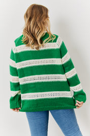 Stripe Contrast Stitch Knit Jumper