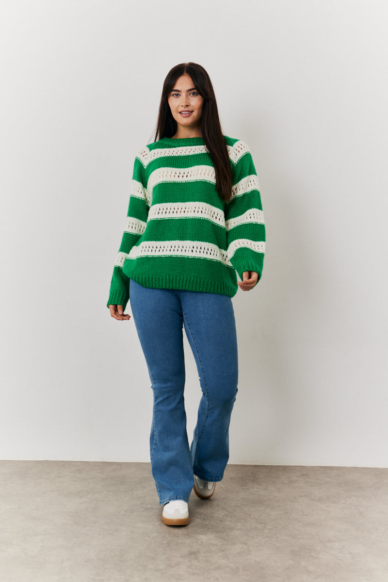 Stripe Contrast Stitch Knit Jumper