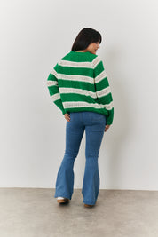 Stripe Contrast Stitch Knit Jumper
