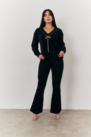 Mulitway Embellished Bow Detail Fluffy Knit Jumper