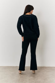 Mulitway Embellished Bow Detail Fluffy Knit Jumper