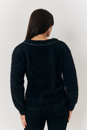 Mulitway Embellished Bow Detail Fluffy Knit Jumper
