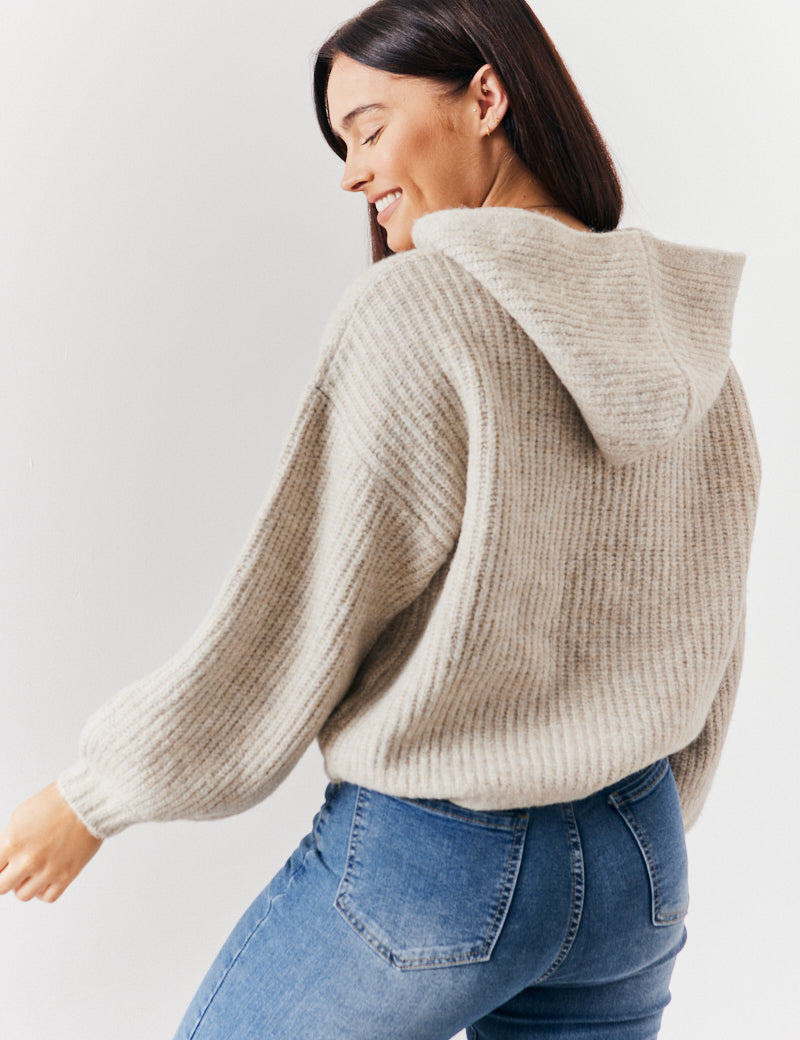 Recycled Chunky Knit Hoodie