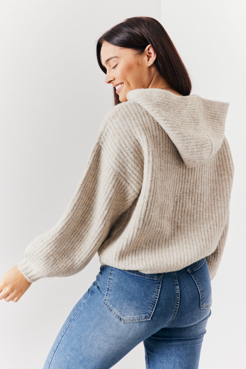 Recycled Chunky Knit Hoodie