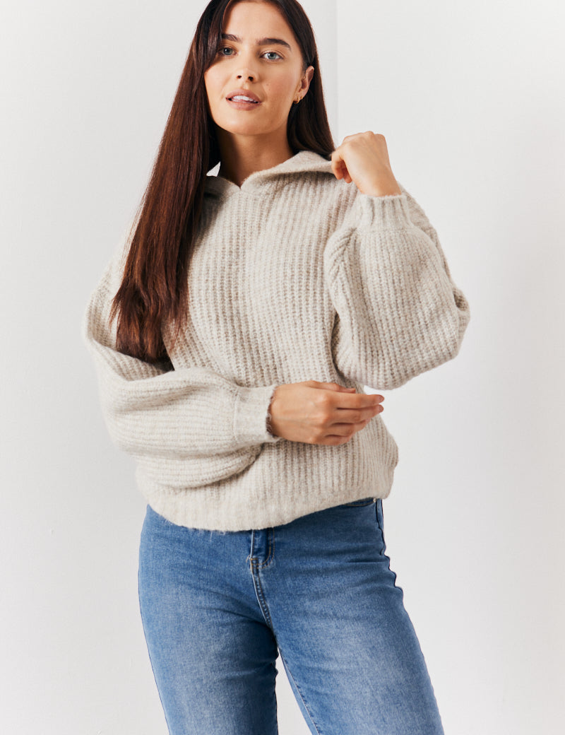 Recycled Chunky Knit Hoodie