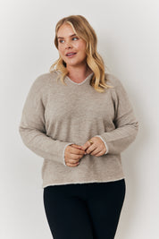Contrast Stitch Knit Hoodie