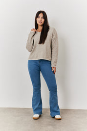 Contrast Stitch Knit Hoodie