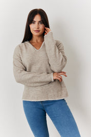 Contrast Stitch Knit Hoodie