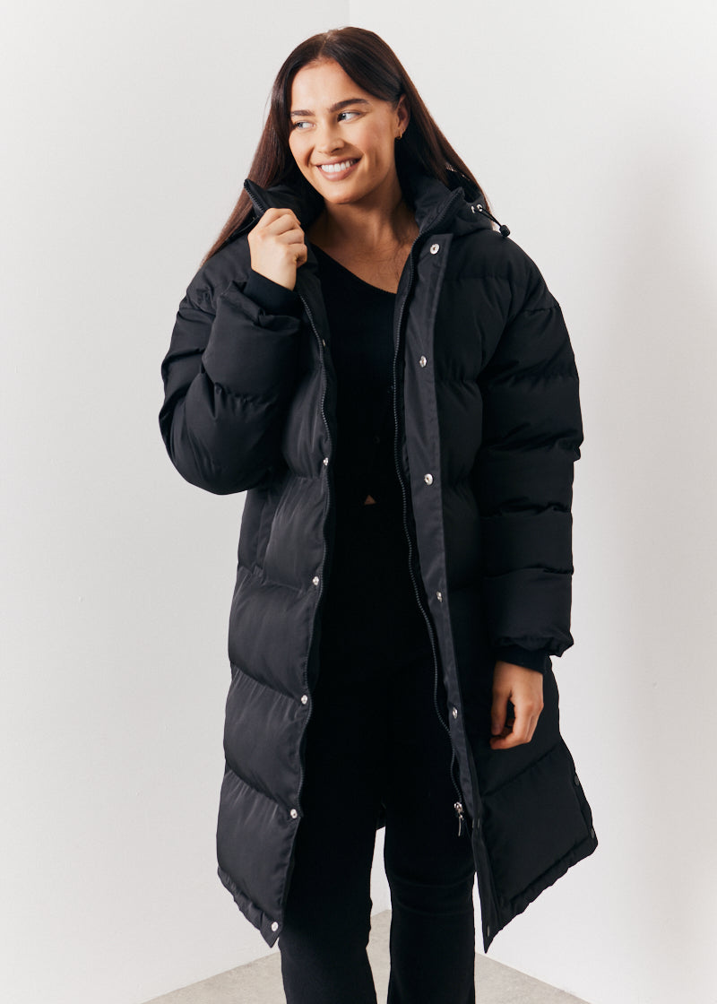 Longline Button Through Puffer Jacket